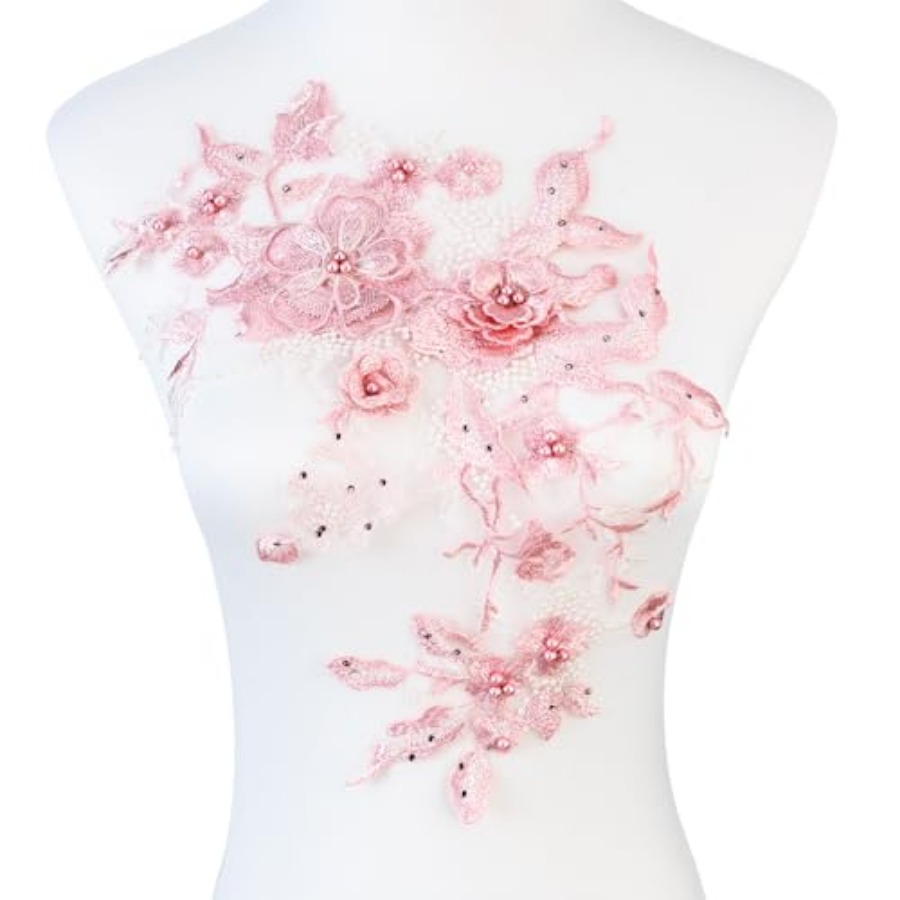 Applique Patch Flower - Colorful Flower Fabric Beaded Lace Applique,
