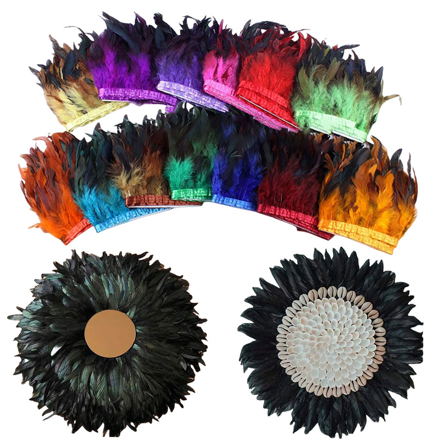 Feather Trim Marabou - 10M 15-20cm Black Rooster Feathers Trim