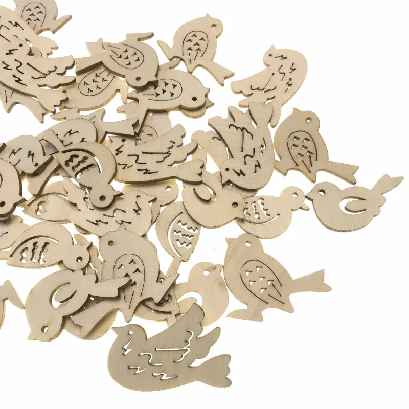50pcs Wooden Bird Pattern DIY  - Embellishments For Scrapbooking 리뷰 및 가격