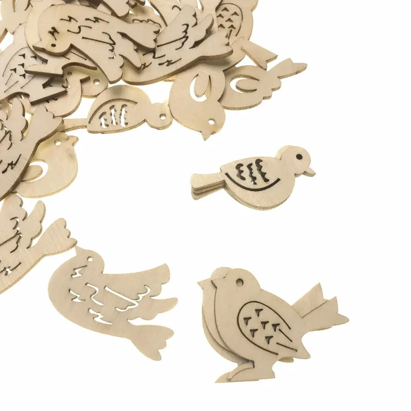 50pcs Wooden Bird Pattern DIY  - Embellishments For Scrapbooking 리뷰 및 가격