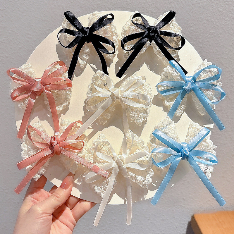 2Pcs Elegant Lace Bow Hairpins - Lace Ribbon Trim 리뷰 및 가격