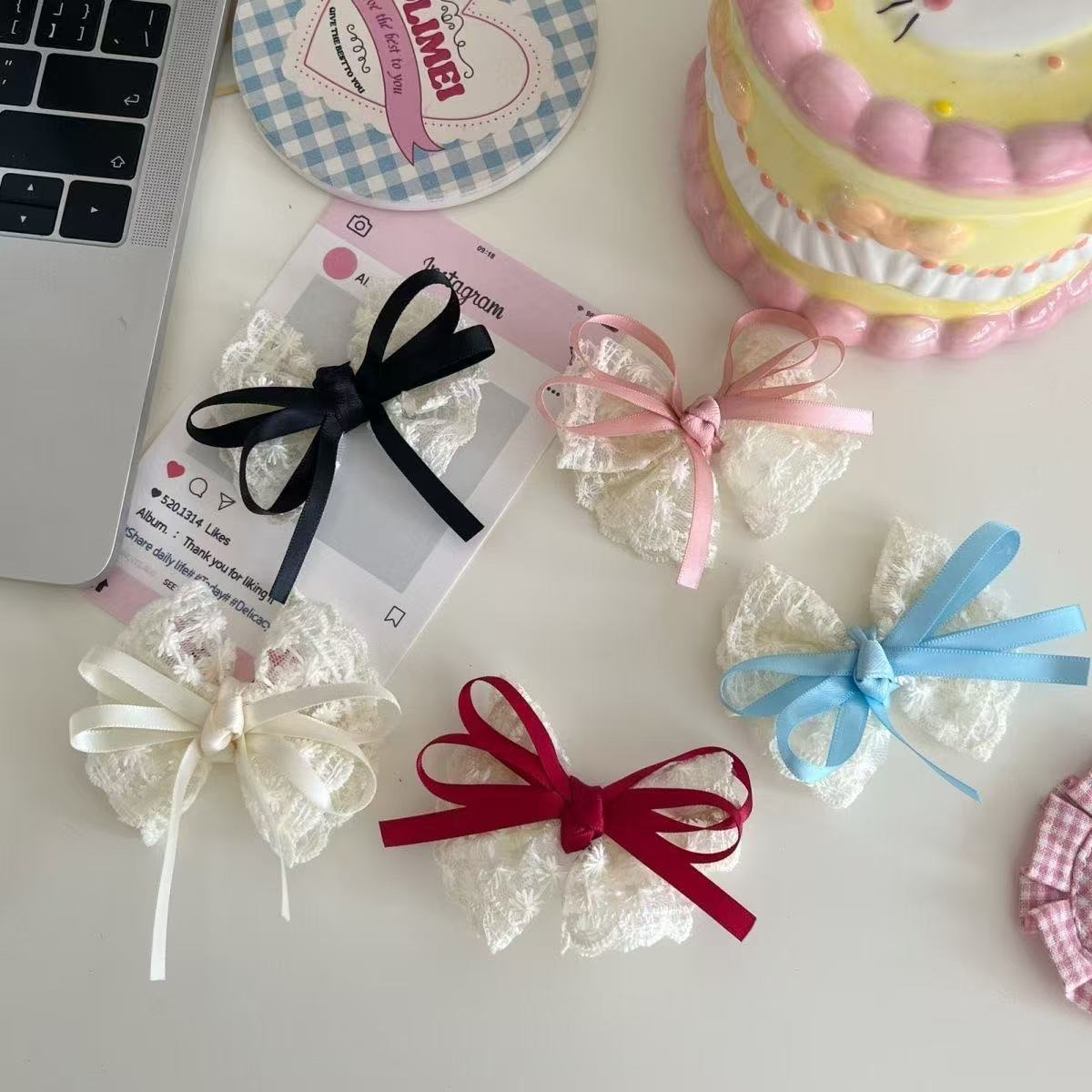 2Pcs Elegant Lace Bow Hairpins - Lace Ribbon Trim 리뷰 및 가격