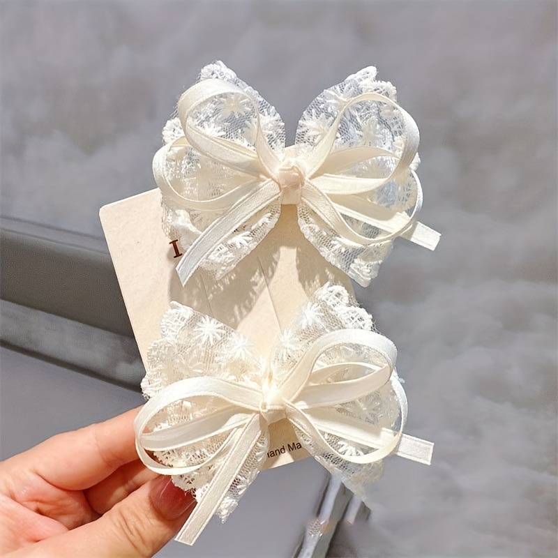 2Pcs Elegant Lace Bow Hairpins - Lace Ribbon Trim 리뷰 및 가격