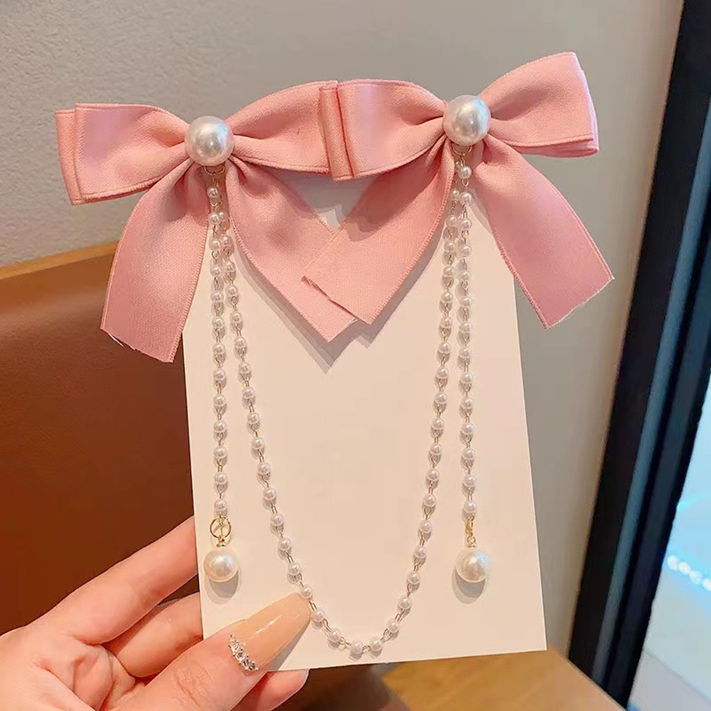 Children's Bow Hair Clip Baby  - Pearl Trim Chain 리뷰 및 가격