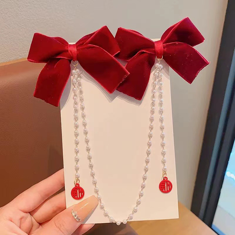 Children's Bow Hair Clip Baby  - Pearl Trim Chain 리뷰 및 가격