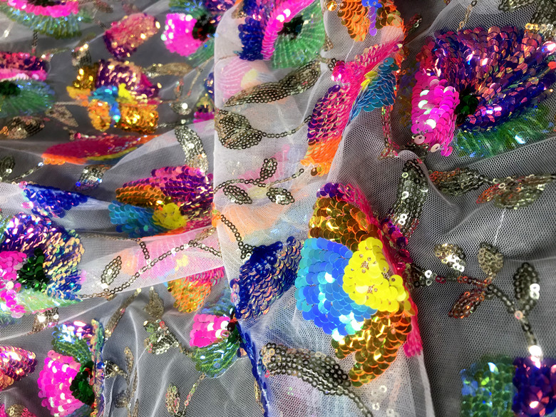 Colorful Crystal Sequins Flowe - Crystal Mesh Fabric 리뷰 및 가격