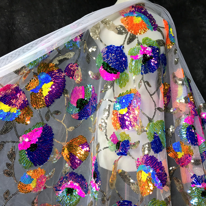 Colorful Crystal Sequins Flowe - Crystal Mesh Fabric 리뷰 및 가격