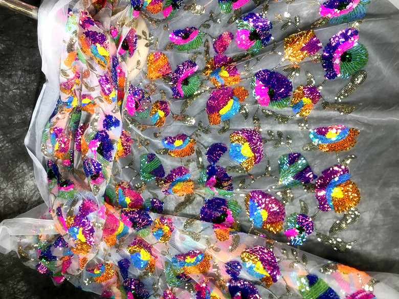Colorful Crystal Sequins Flowe - Crystal Mesh Fabric 리뷰 및 가격