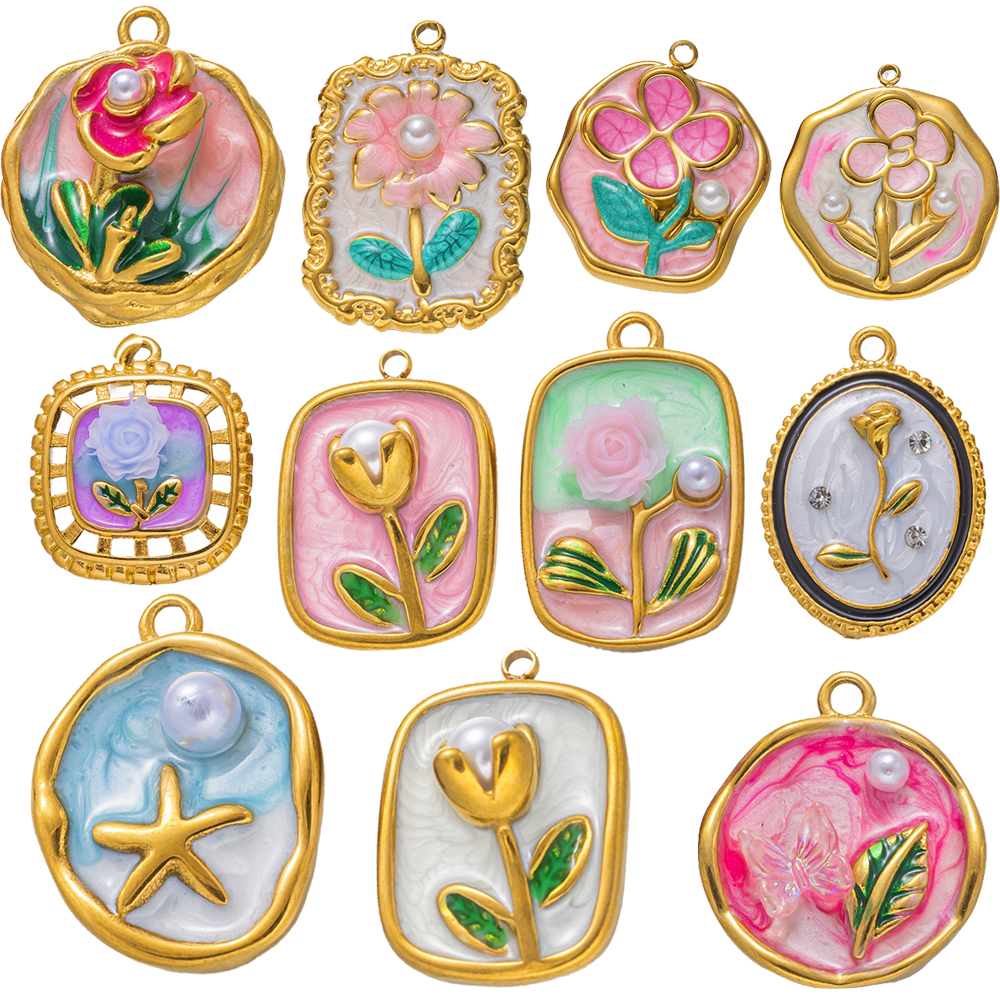 2pcs Gold Stainless Steel Enam - Embellishment Crafts 리뷰 및 가격