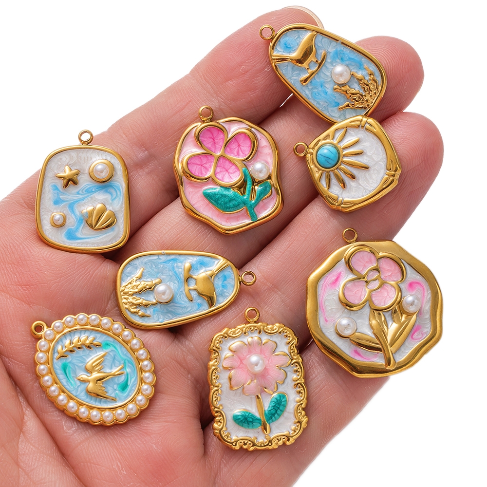2pcs Gold Stainless Steel Enam - Embellishment Crafts 리뷰 및 가격