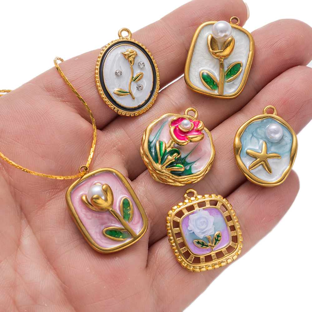 2pcs Gold Stainless Steel Enam - Embellishment Crafts 리뷰 및 가격