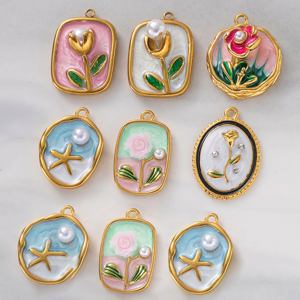 2pcs Gold Stainless Steel Enam - Embellishment Crafts 리뷰 및 가격