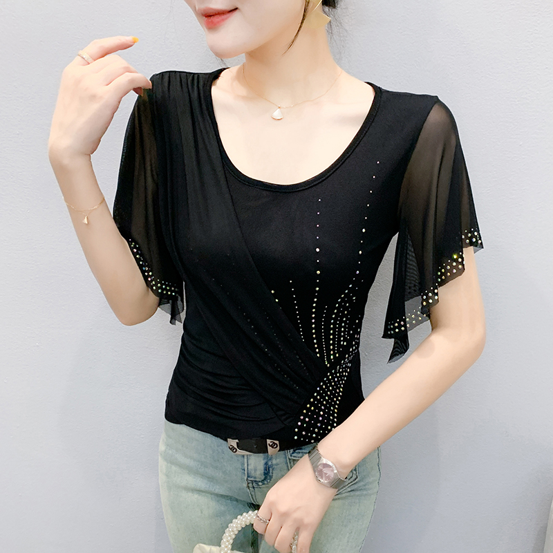 2025 Summer Women's Mesh Top:  - Beaded Trim Fringe 리뷰 및 가격