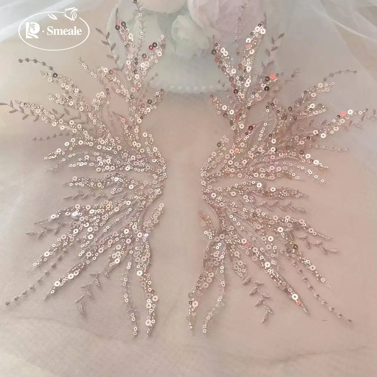 5Pair-2Pair.Rose Gold Sequin T - Applique Patch Flower 리뷰 및 가격