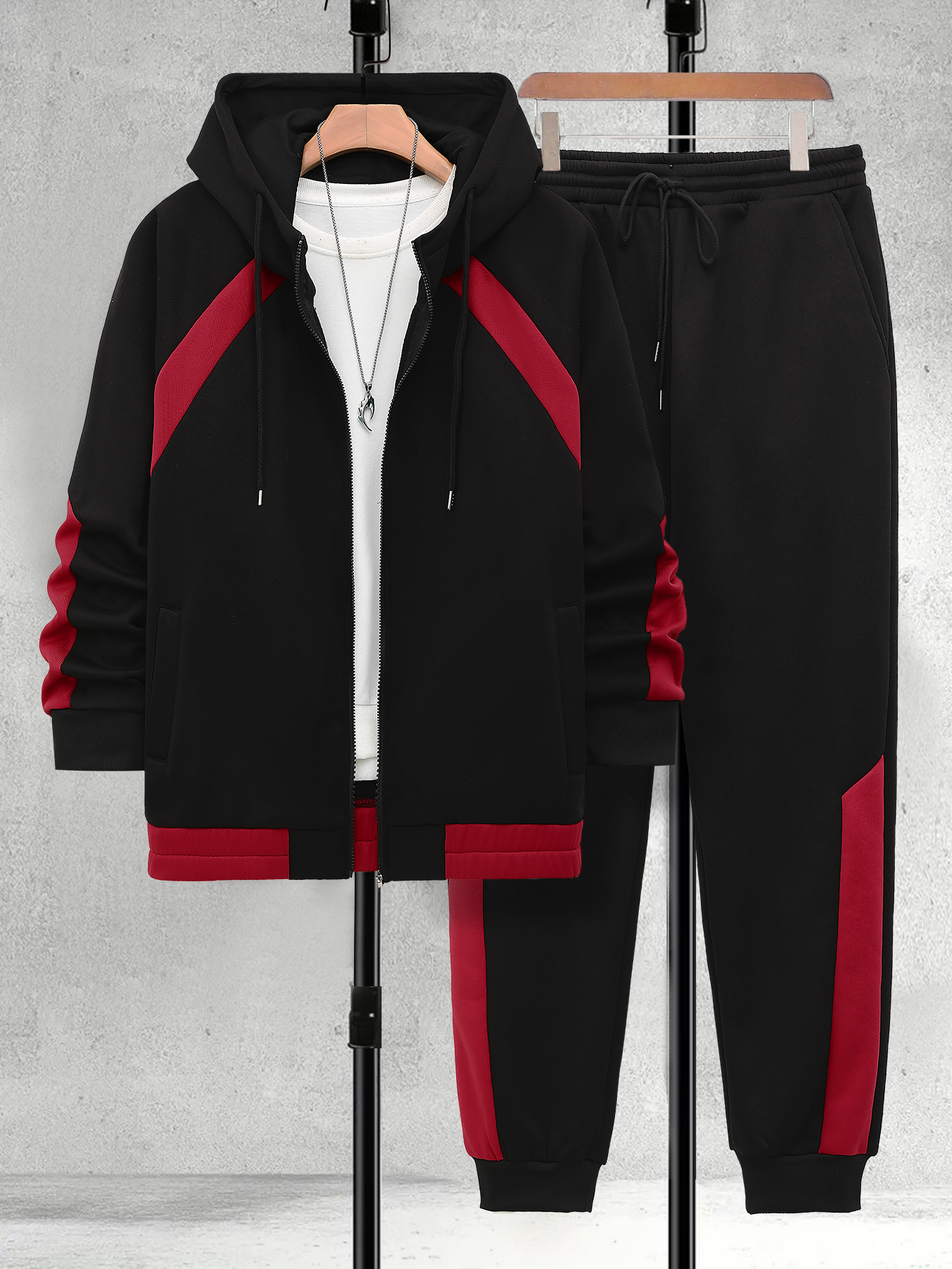 Men's Plus Size Black & Red Co - Embellish Knit 리뷰 및 가격