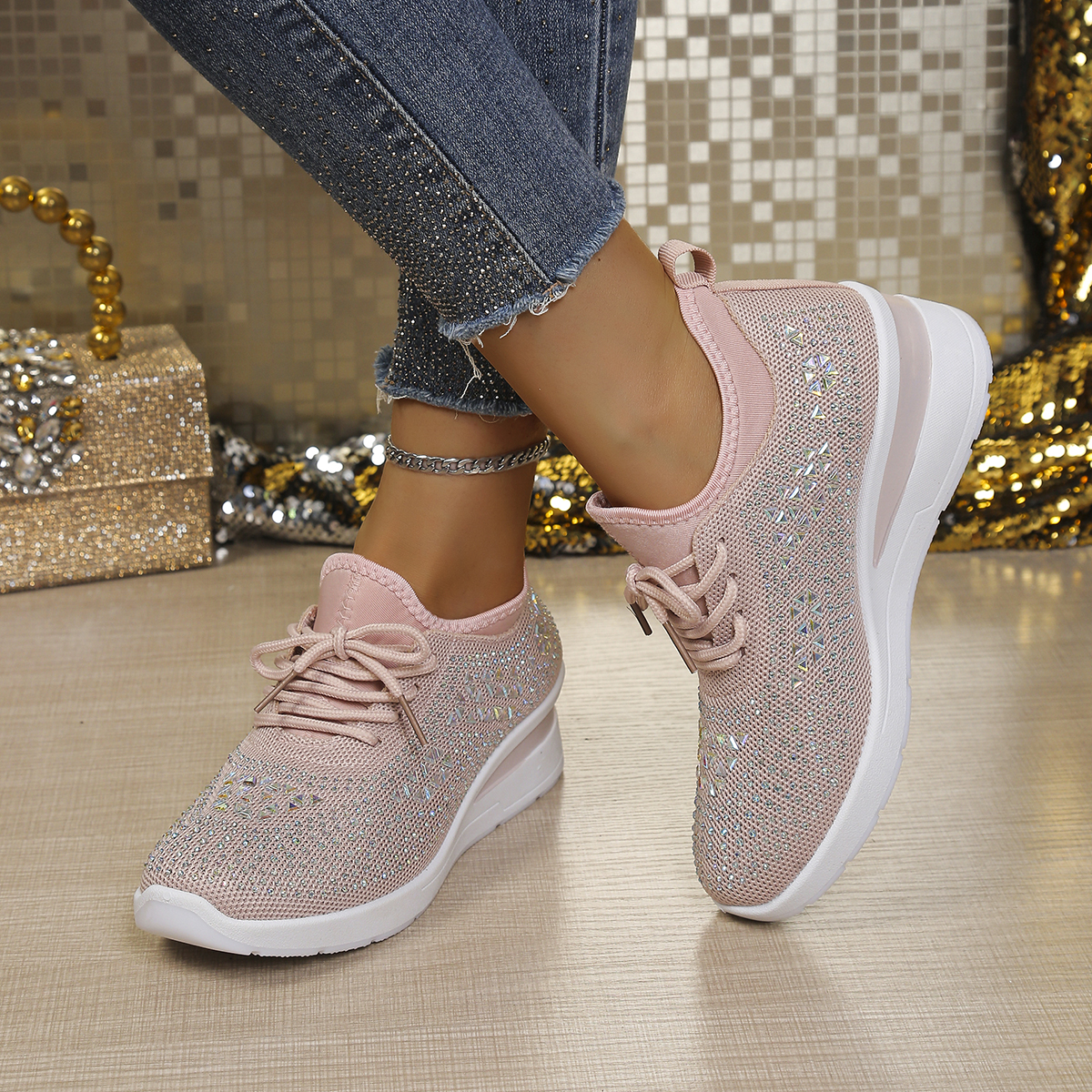 Glitter rhinestone knit mesh w - Crystal Mesh Fabric 리뷰 및 가격