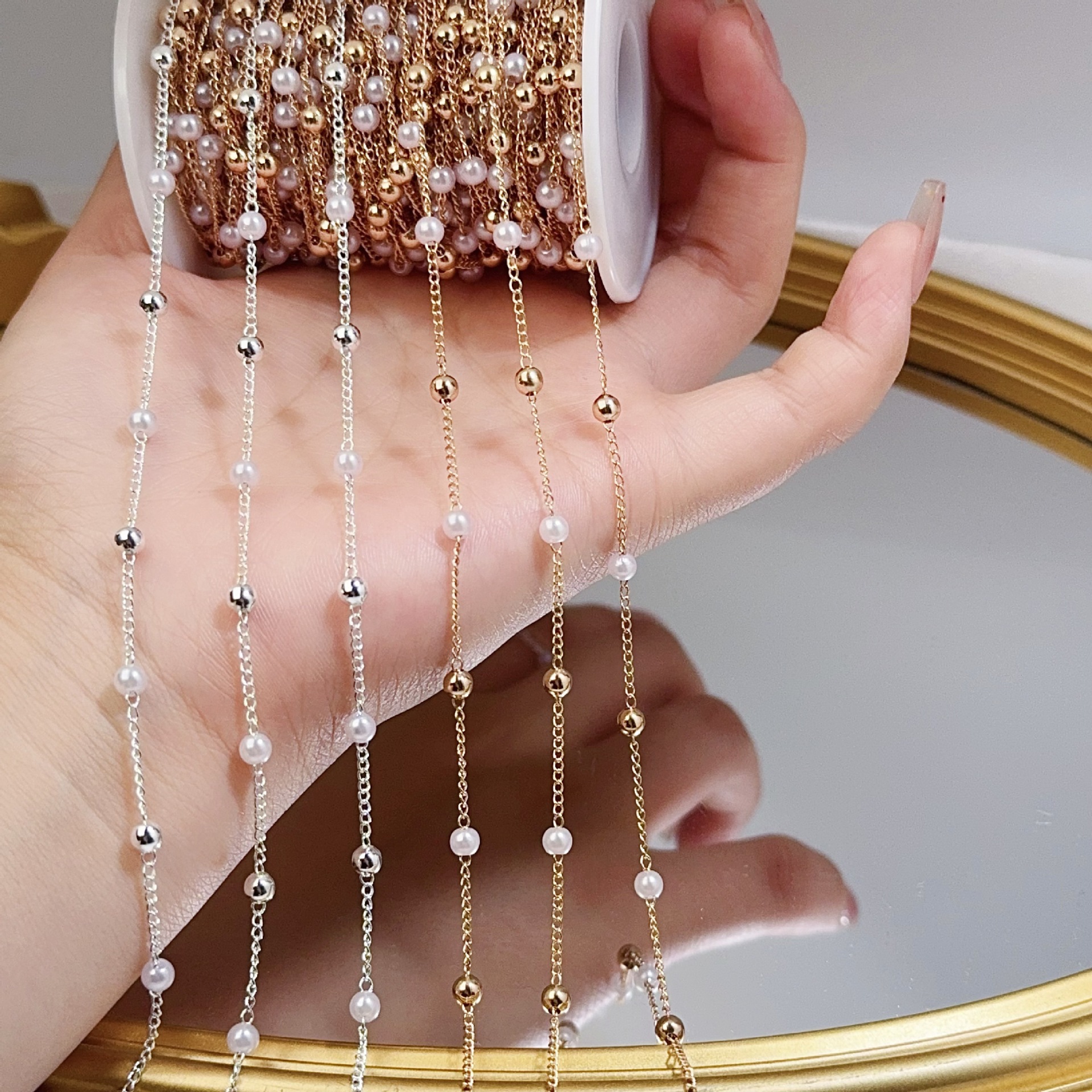 0.5/1/2M Pearl Copper Bead Cha - Pearl Trim Chain 리뷰 및 가격