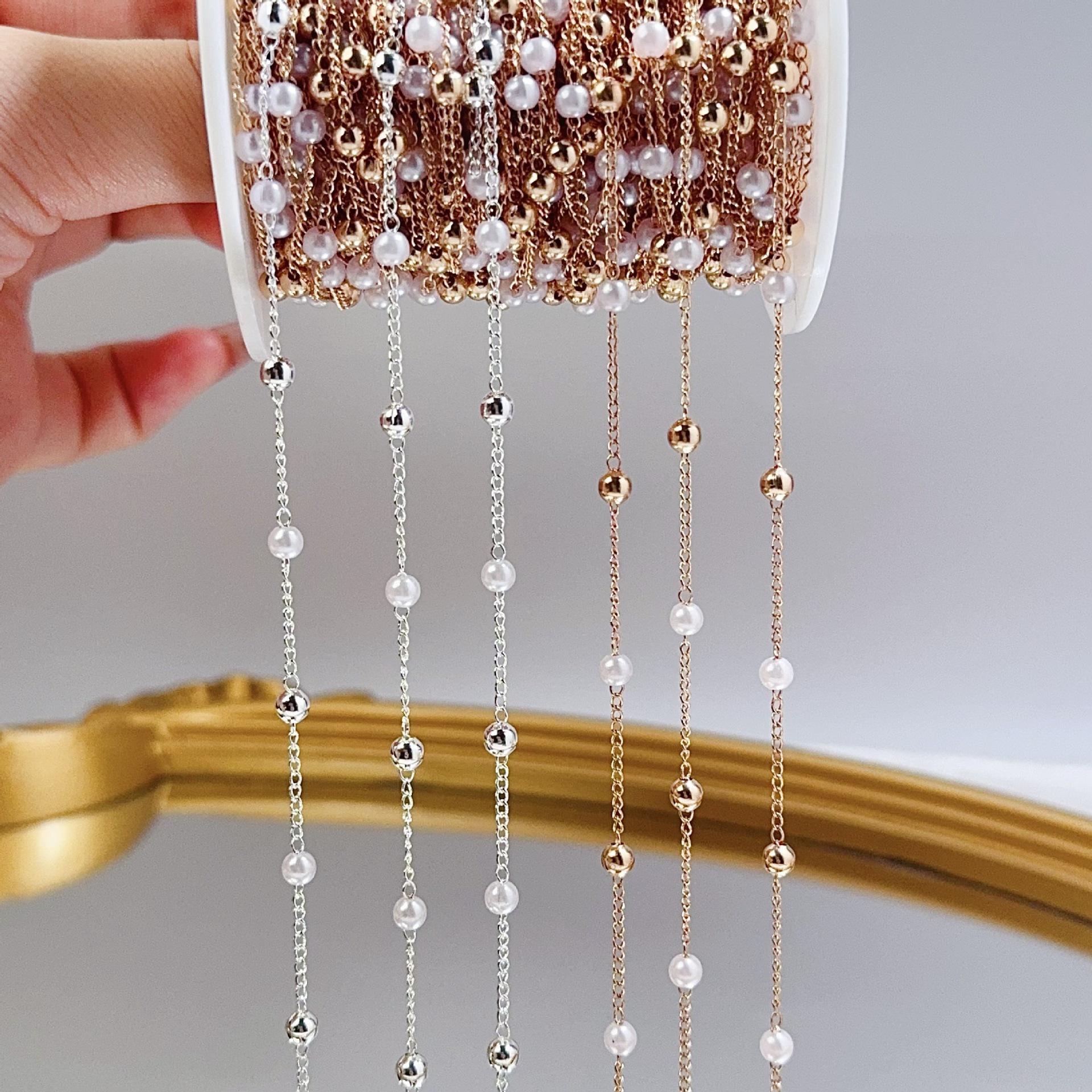 0.5/1/2M Pearl Copper Bead Cha - Pearl Trim Chain 리뷰 및 가격