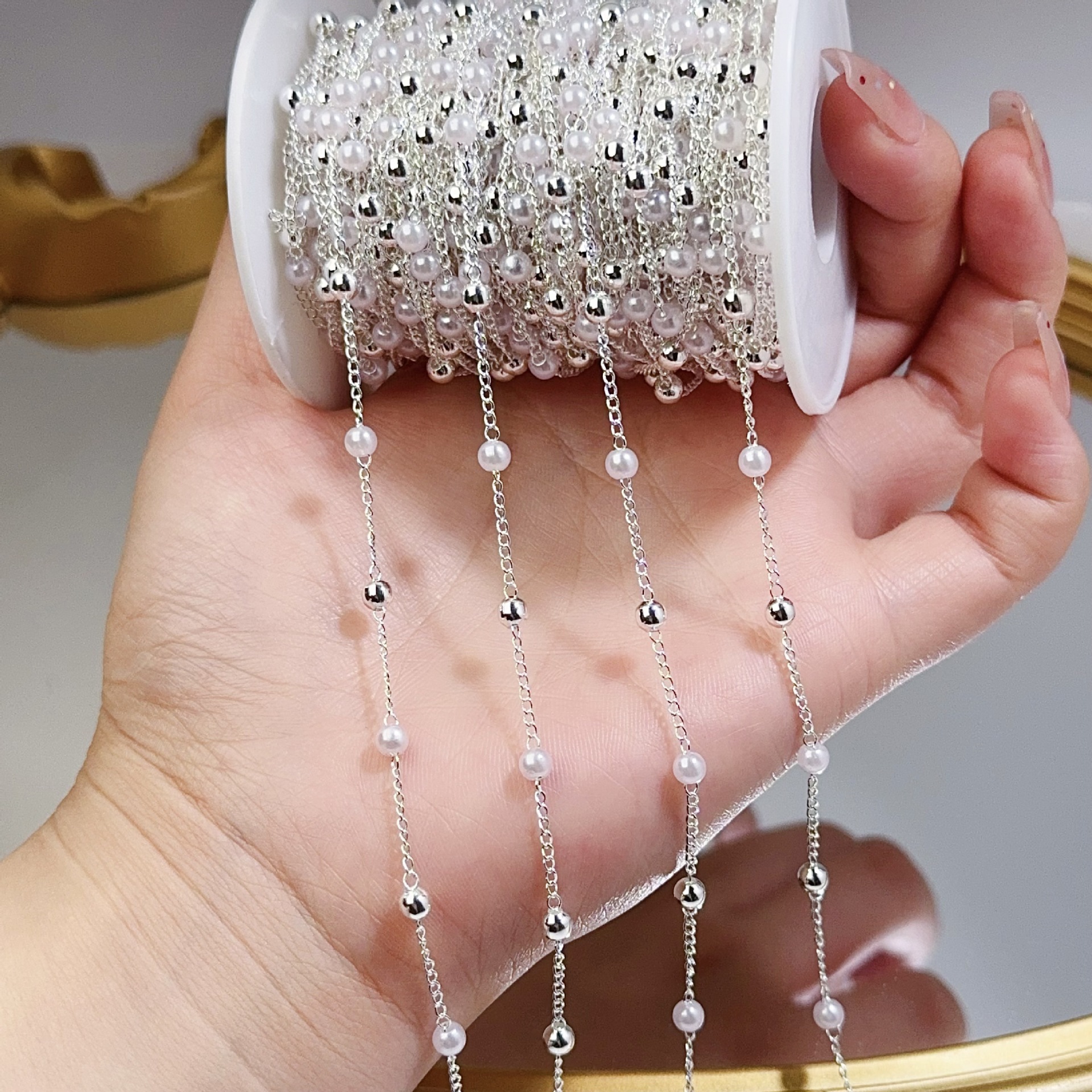 0.5/1/2M Pearl Copper Bead Cha - Pearl Trim Chain 리뷰 및 가격