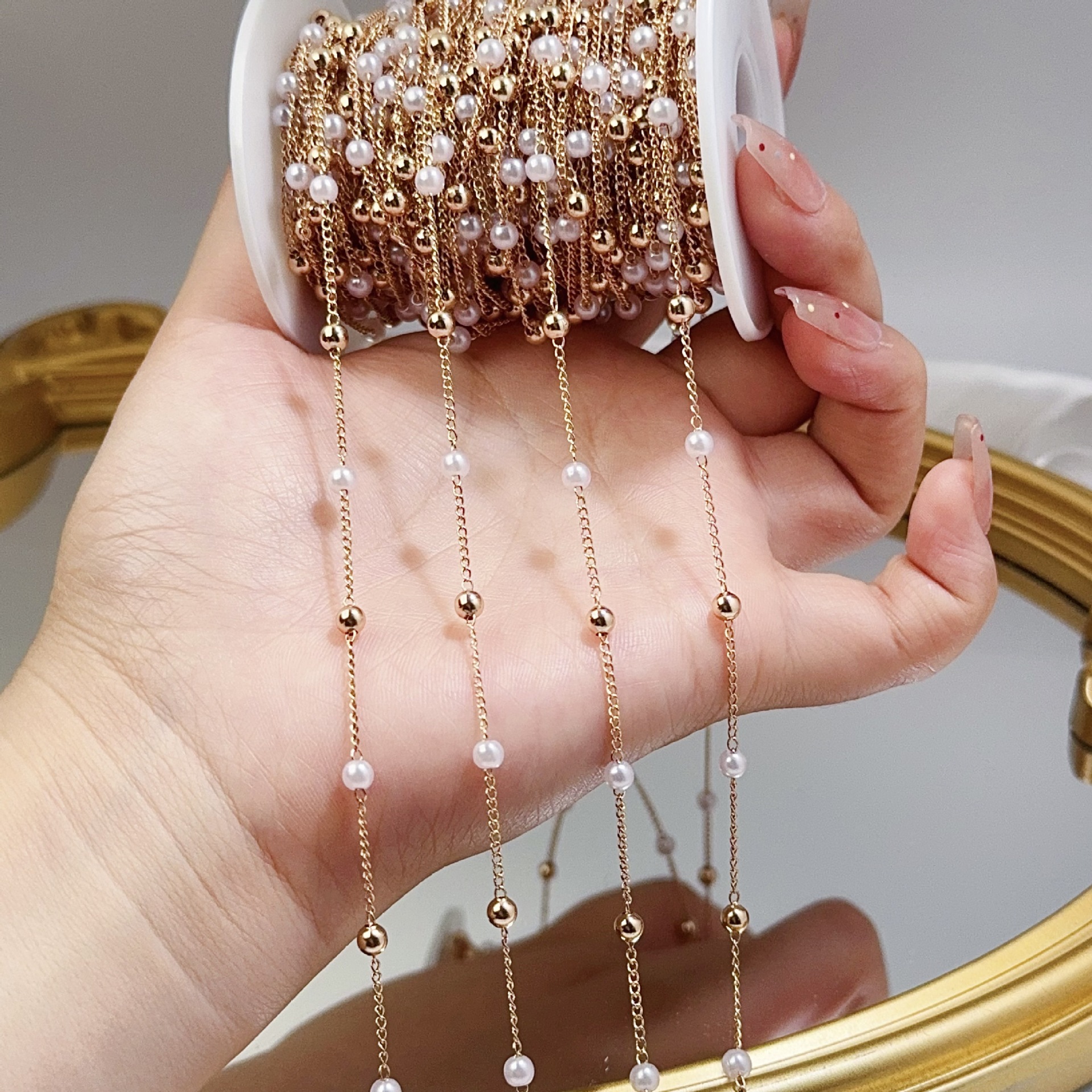 0.5/1/2M Pearl Copper Bead Cha - Pearl Trim Chain 리뷰 및 가격