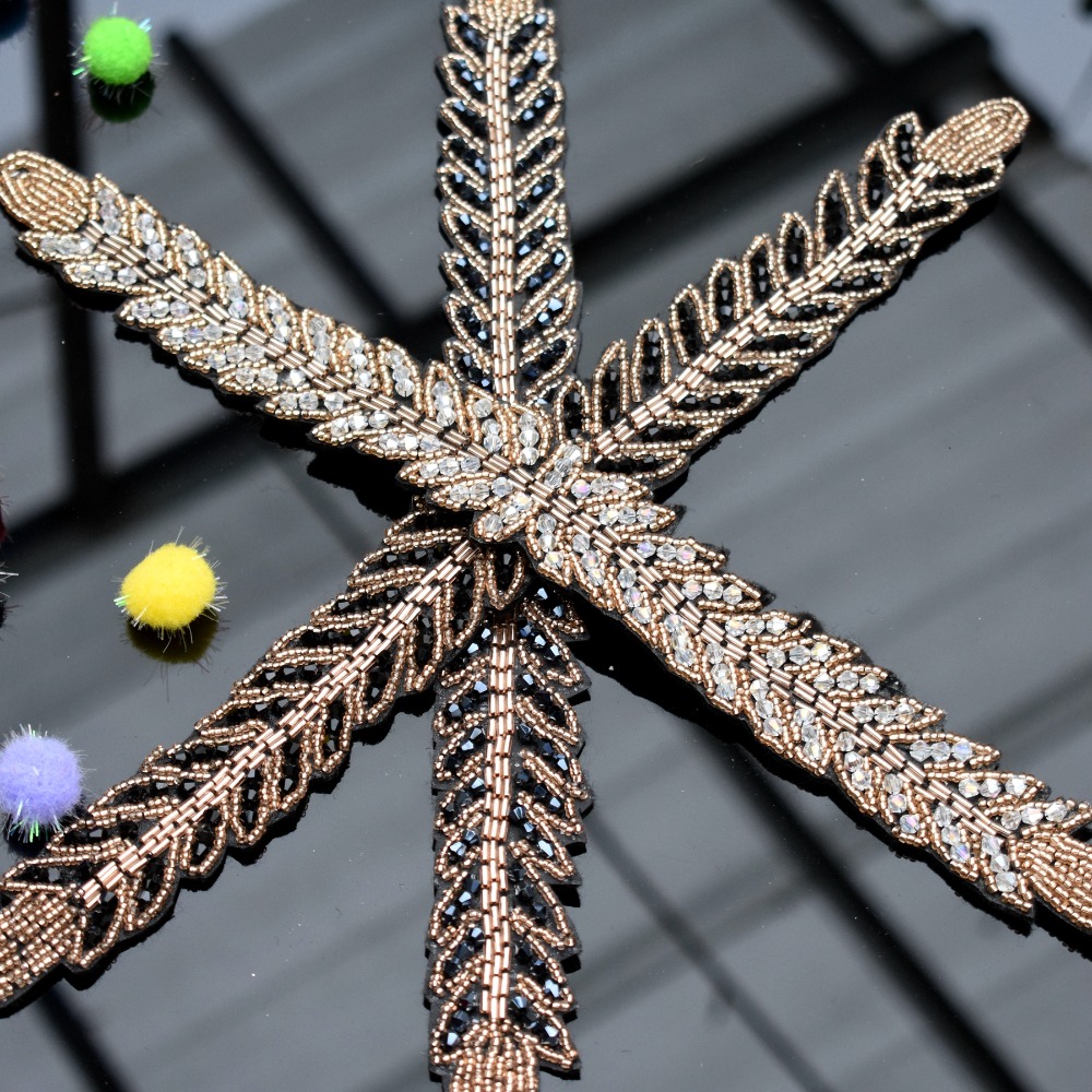 Long leaves leaf handmade appl - Beaded Trim Fringe 리뷰 및 가격