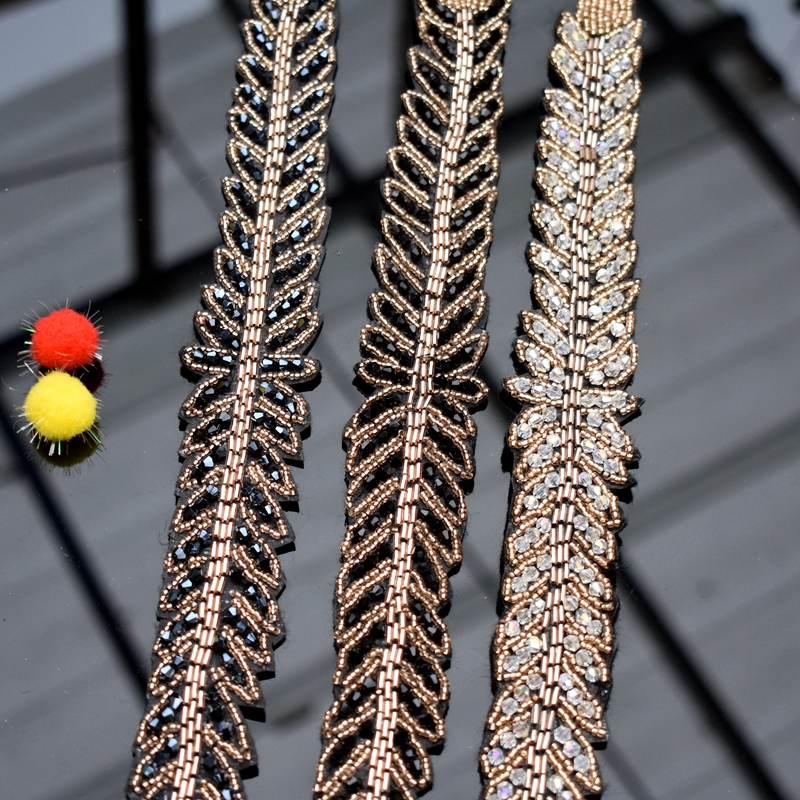 Long leaves leaf handmade appl - Beaded Trim Fringe 리뷰 및 가격