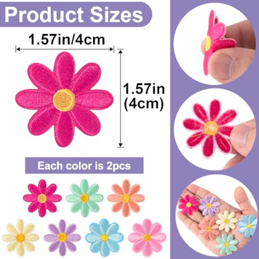 14 Pcs Flower Iron on Patches, - Applique Patch Flower 리뷰 및 가격