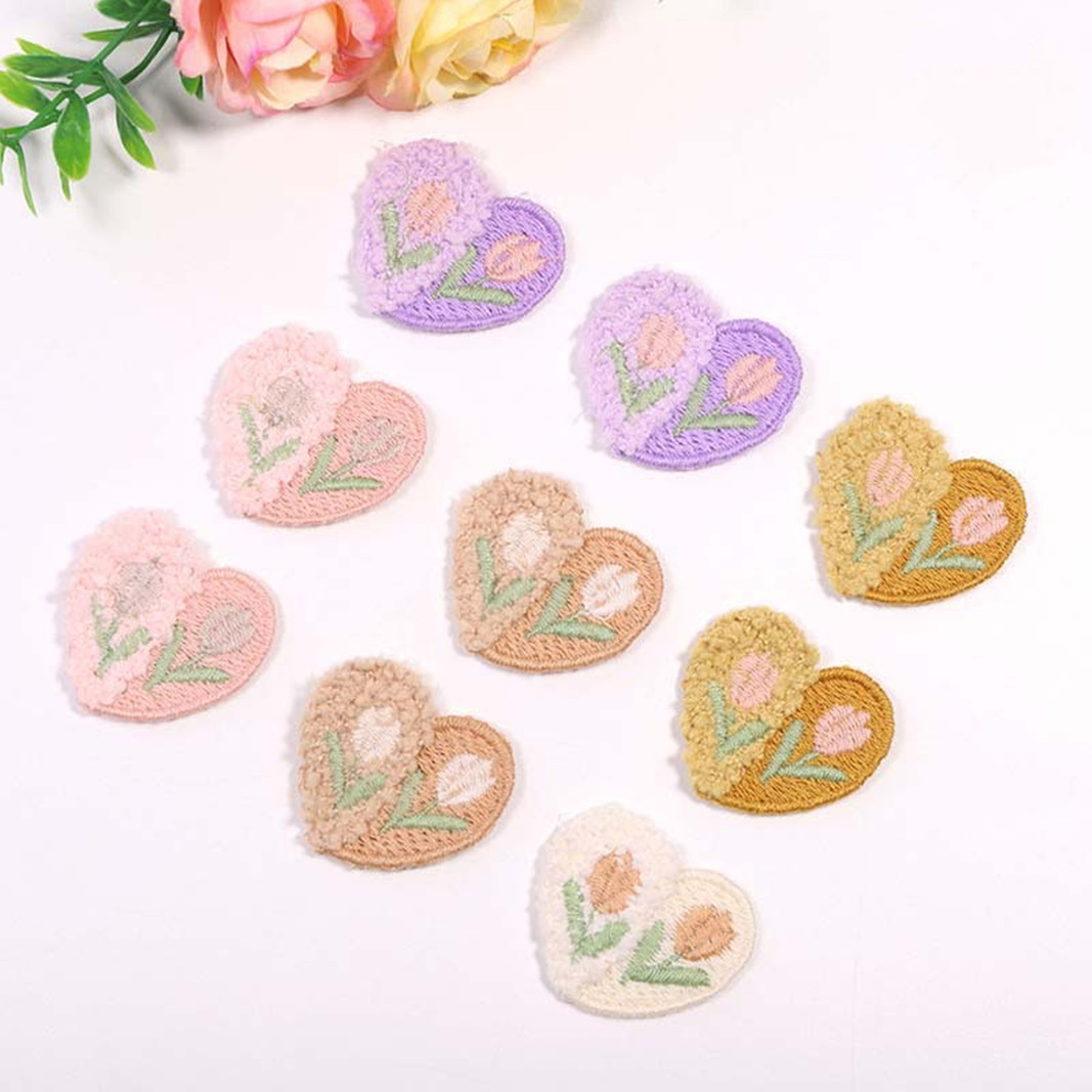 10PCS Wool Plush Love Flower A - Applique Patch Flower 리뷰 및 가격