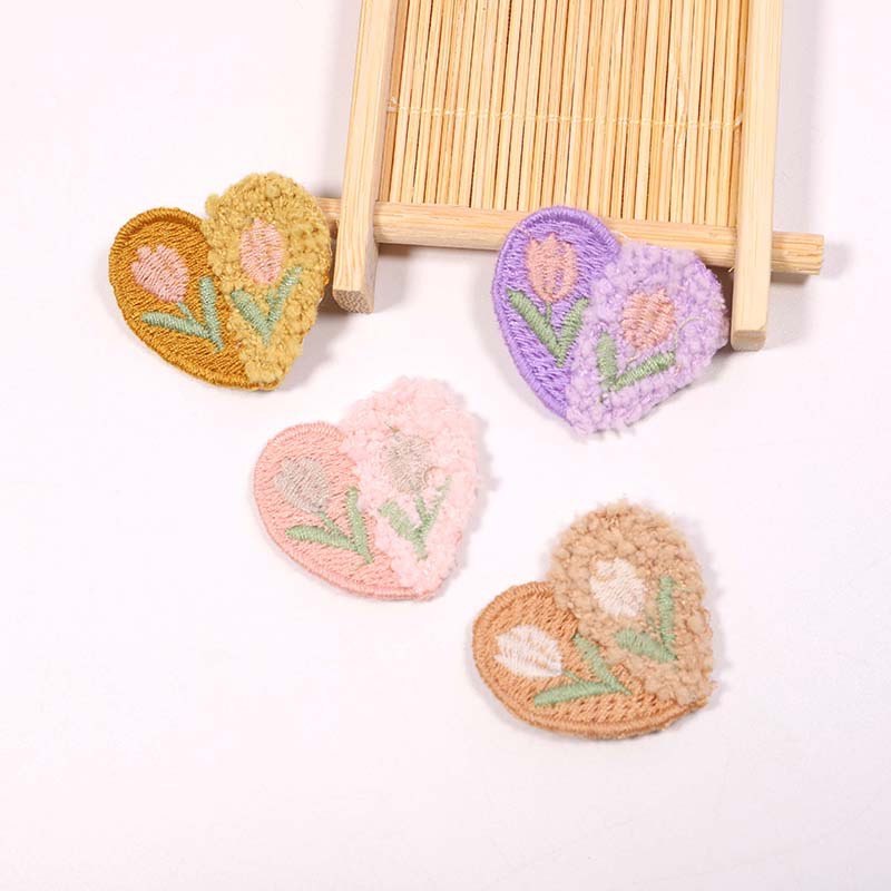 10PCS Wool Plush Love Flower A - Applique Patch Flower 리뷰 및 가격