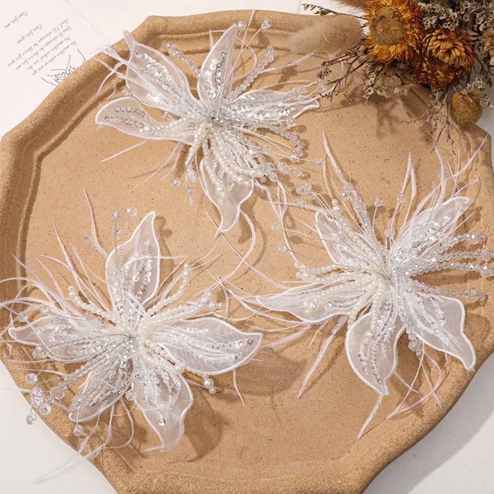 1PC Feather Pearl 3D Organza F - Applique Patch Flower 리뷰 및 가격