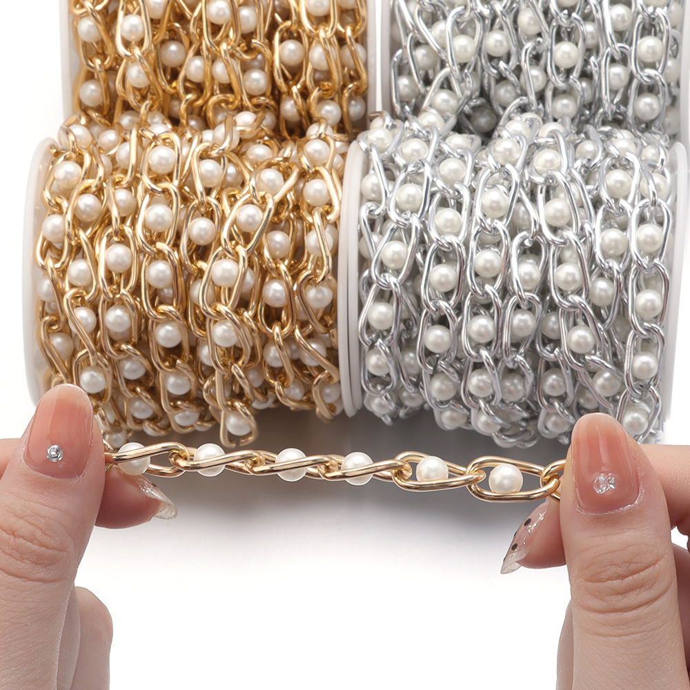 5Yards/Roll Beaded Chain Imita - Pearl Trim Chain 리뷰 및 가격