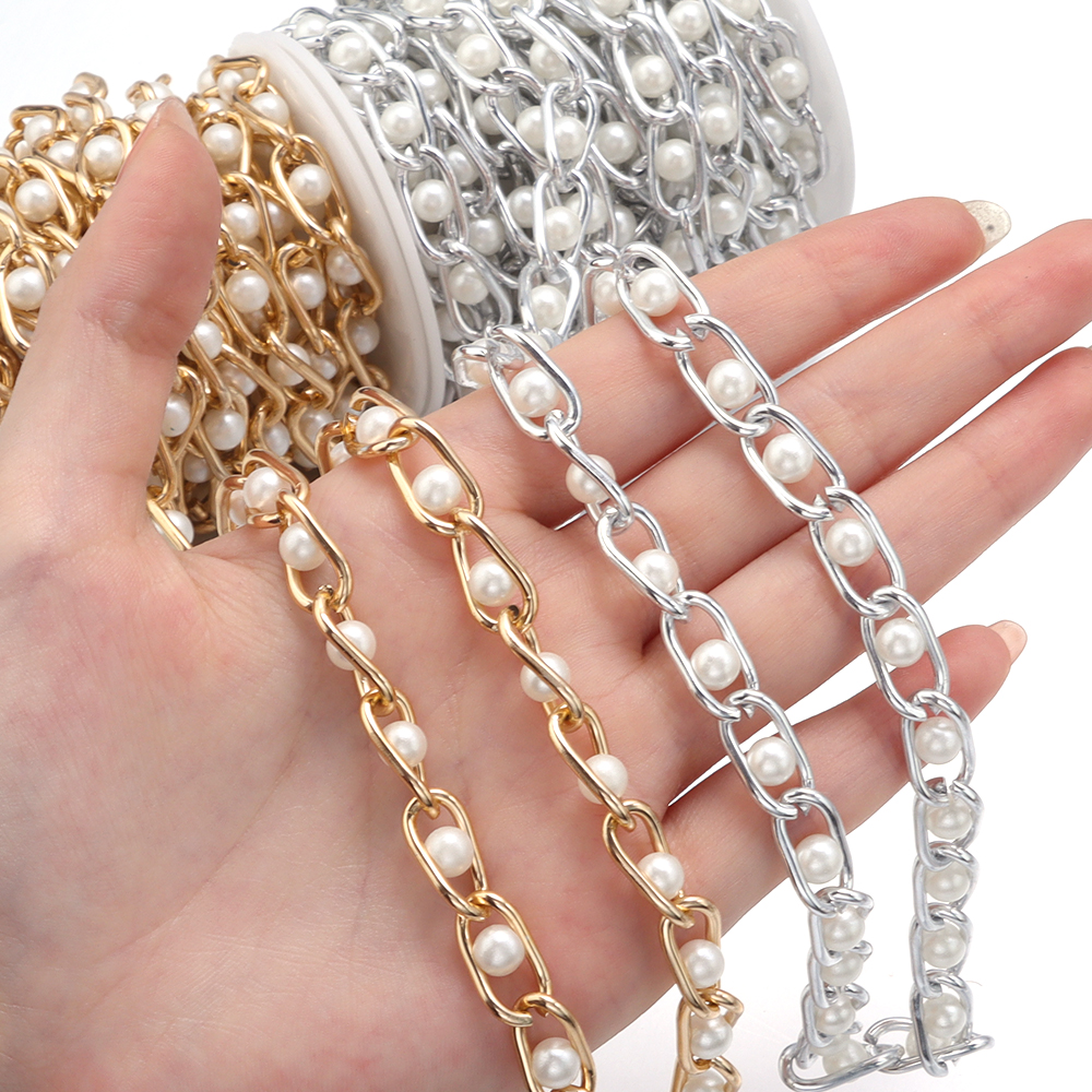 5Yards/Roll Beaded Chain Imita - Pearl Trim Chain 리뷰 및 가격