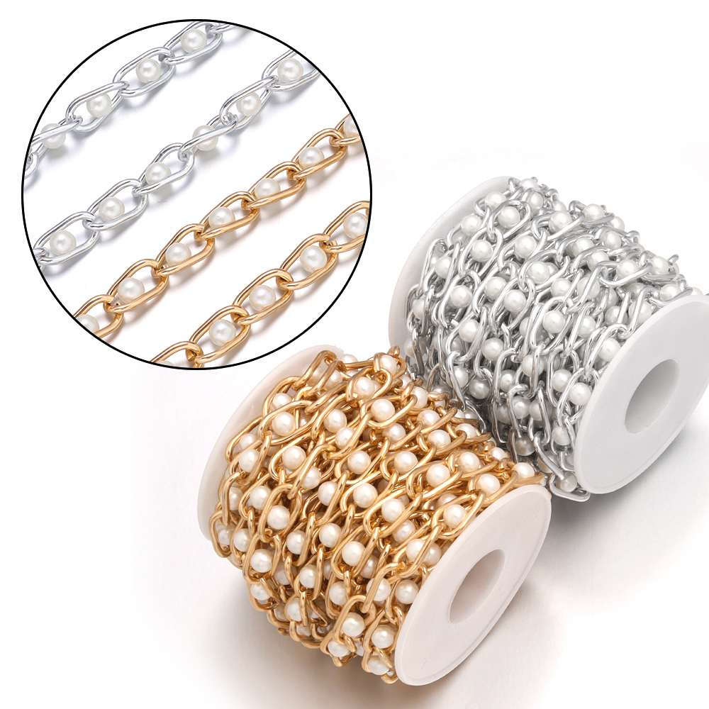5Yards/Roll Beaded Chain Imita - Pearl Trim Chain 리뷰 및 가격