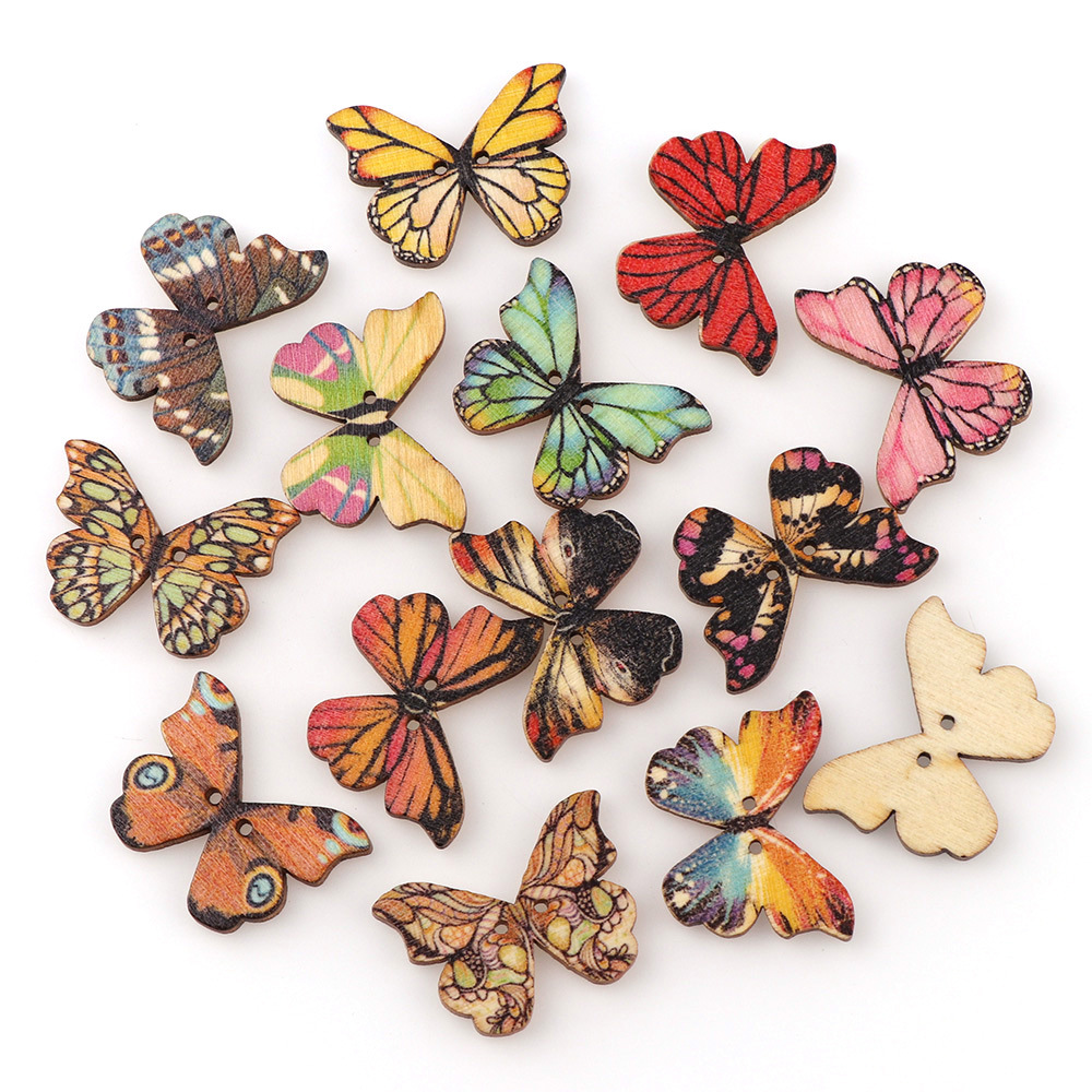 50pcs Butterfly wooden button  - Embellishments For Scrapbooking 리뷰 및 가격