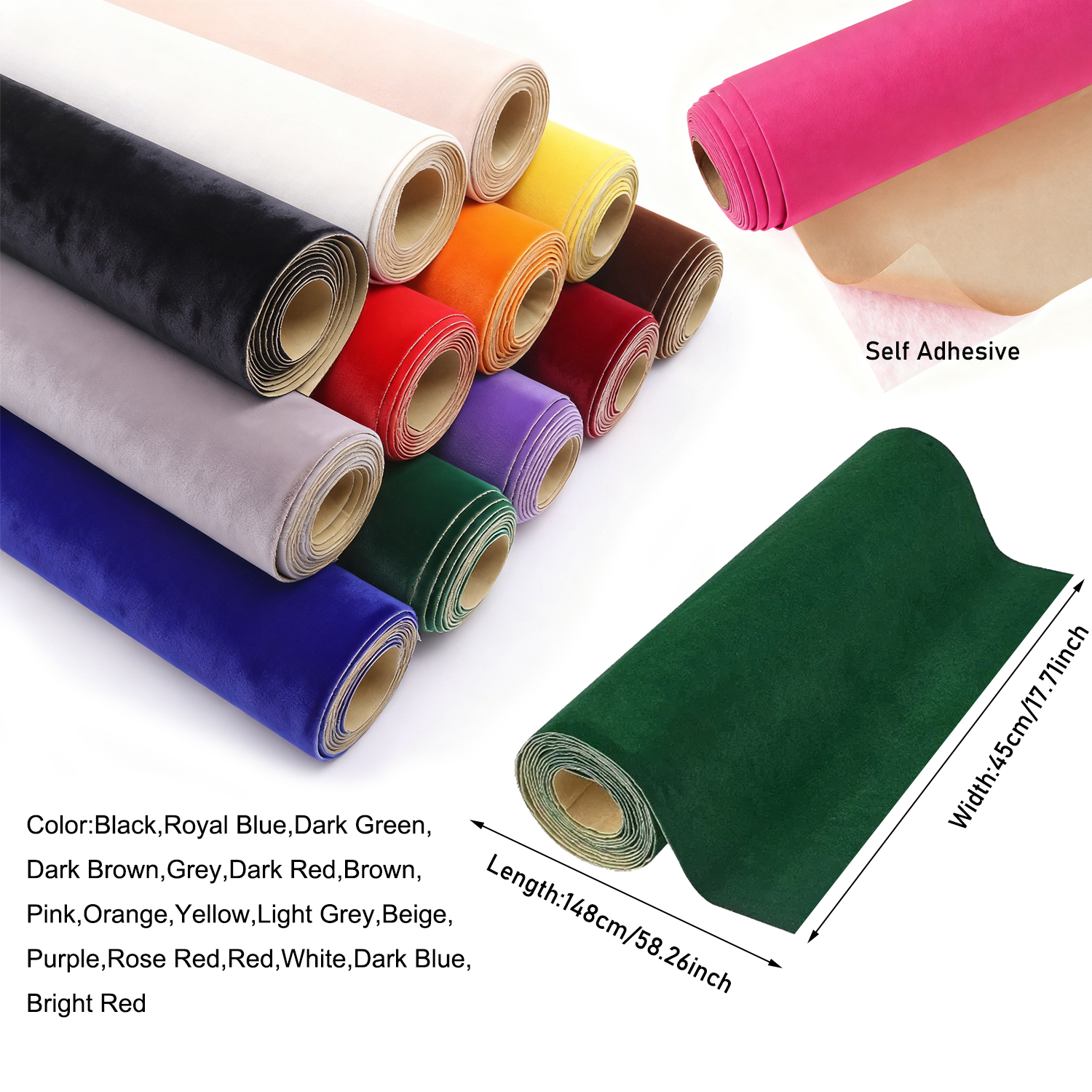 1 roll 45 x 148cm Self-adhesiv - Velvet Ribbon Roll 리뷰 및 가격