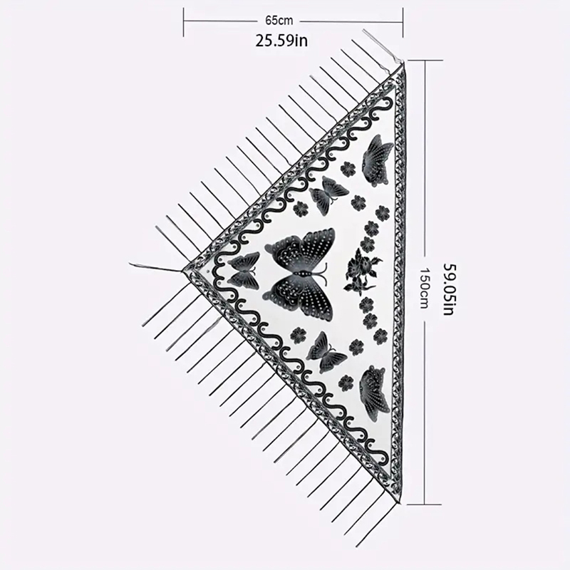 Fashion Triangle Scarf Butterf - Tassel Fringe Trim 리뷰 및 가격
