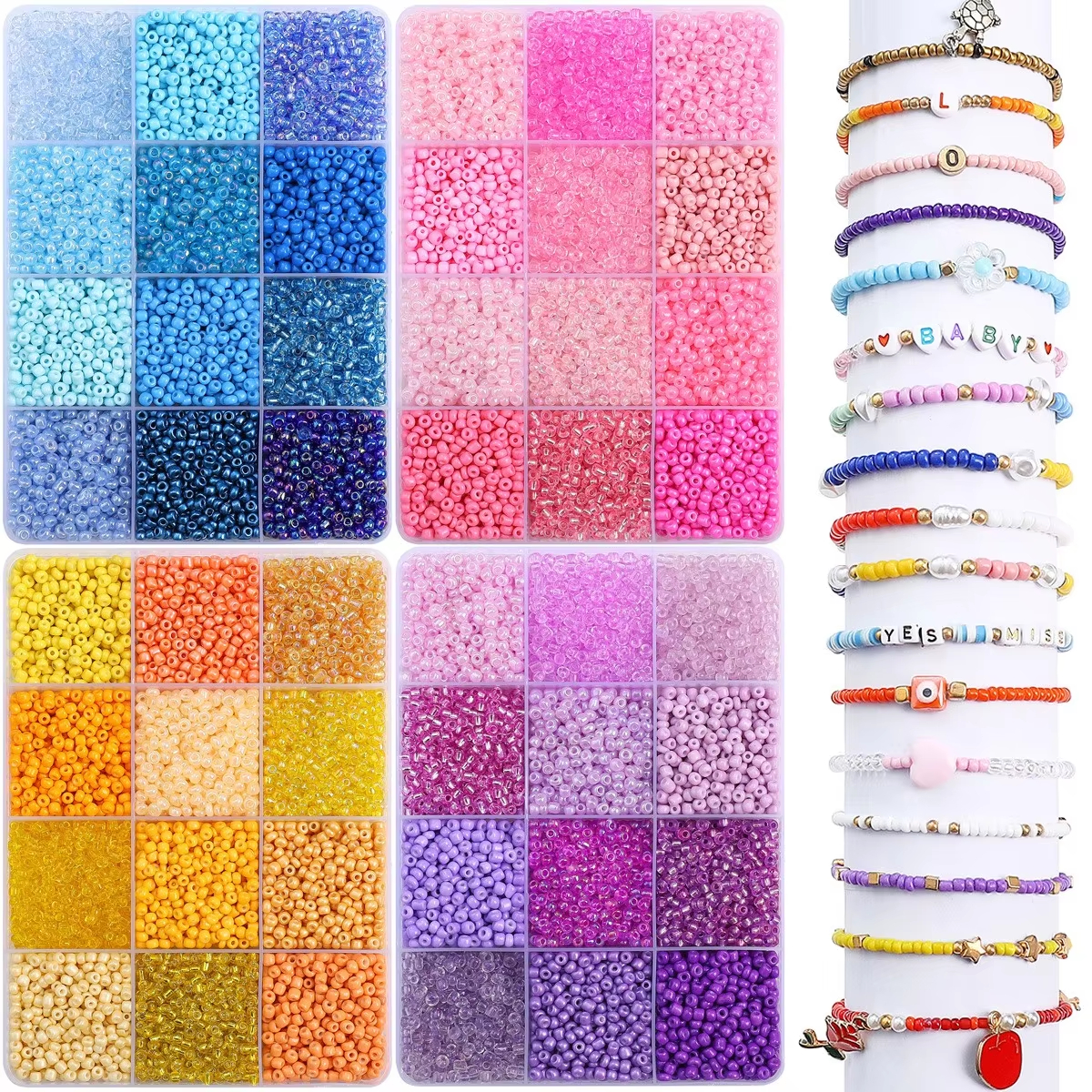 3600pcs 3mm Glass Seed Beads,  - Craft Embellishment Storage 리뷰 및 가격