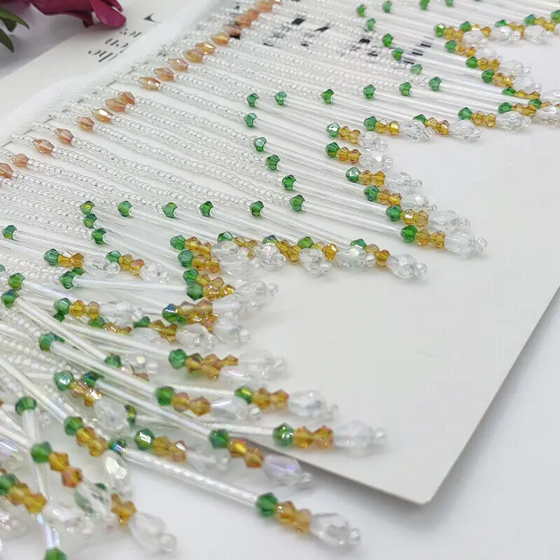 Glass Tube Fringe Tassel 16cm  - Beaded Trim Fringe 리뷰 및 가격