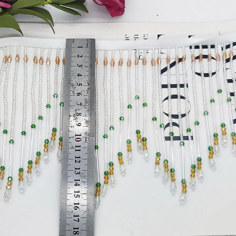 Glass Tube Fringe Tassel 16cm  - Beaded Trim Fringe 리뷰 및 가격
