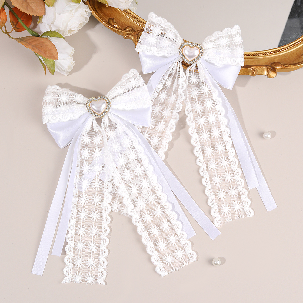 2Pcs Flower Lace Bow Hair Clip - Lace Ribbon Trim 리뷰 및 가격