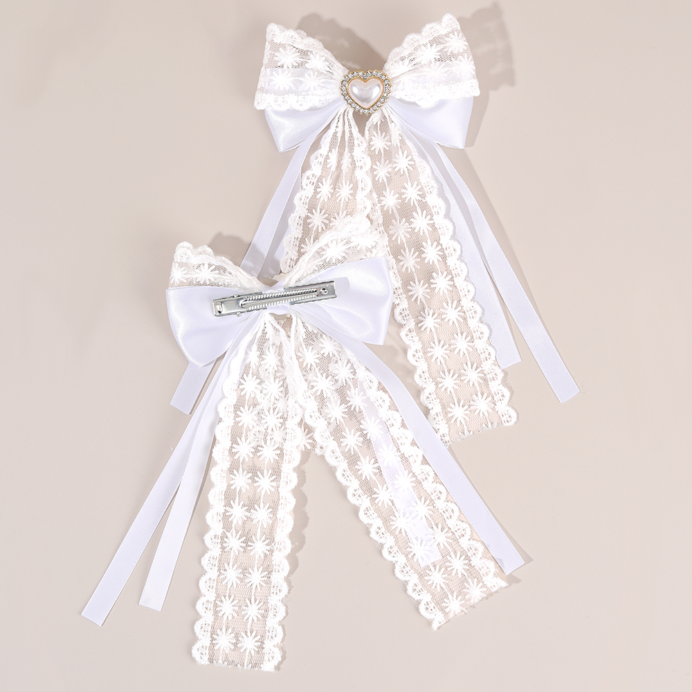 2Pcs Flower Lace Bow Hair Clip - Lace Ribbon Trim 리뷰 및 가격