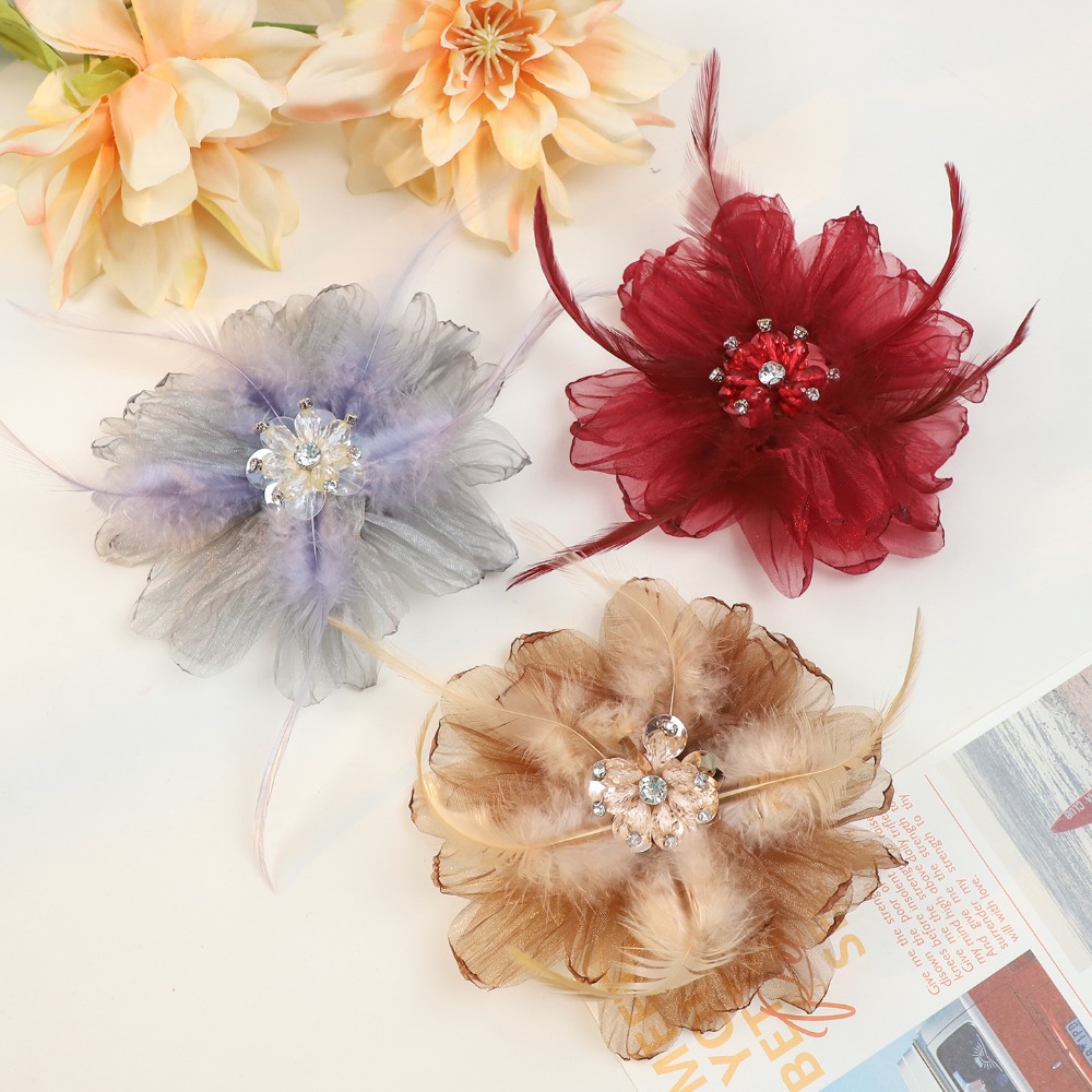Handmade Mesh Feather Flower B - Crystal Mesh Fabric 리뷰 및 가격