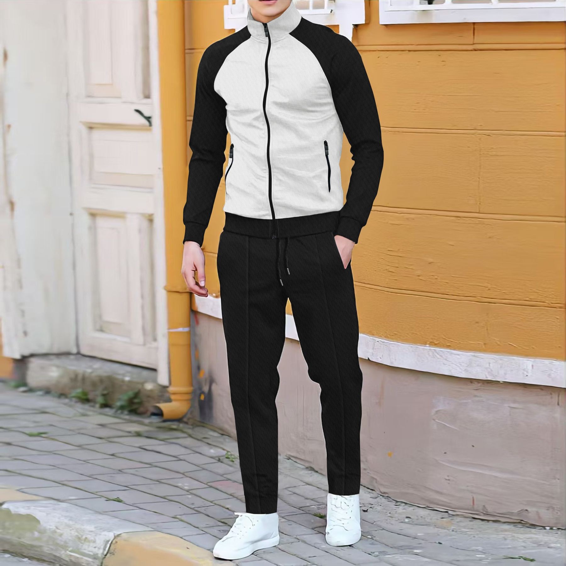 Men Casual Waffle Knit Track S - Embellish Knit 리뷰 및 가격