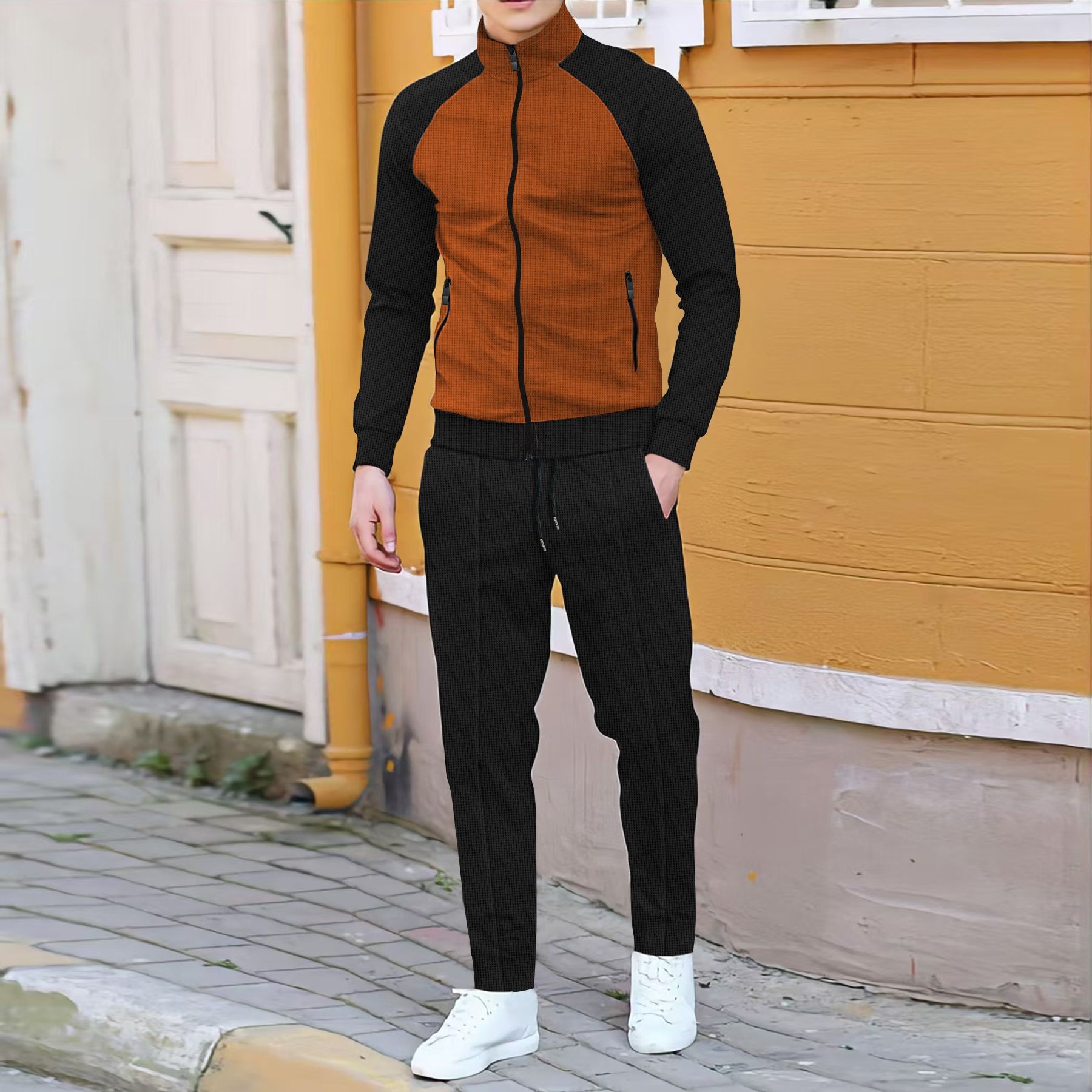 Men Casual Waffle Knit Track S - Embellish Knit 리뷰 및 가격