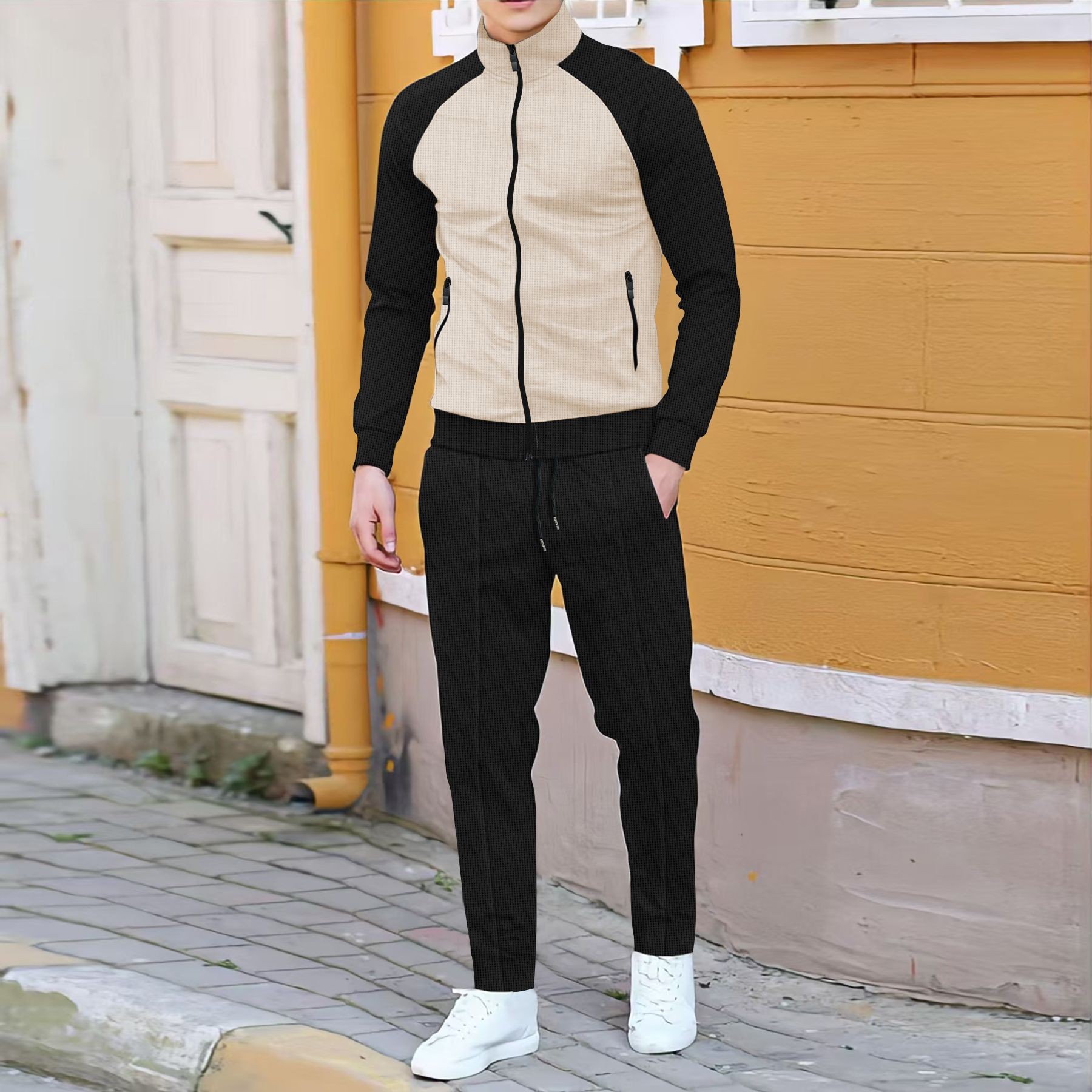 Men Casual Waffle Knit Track S - Embellish Knit 리뷰 및 가격