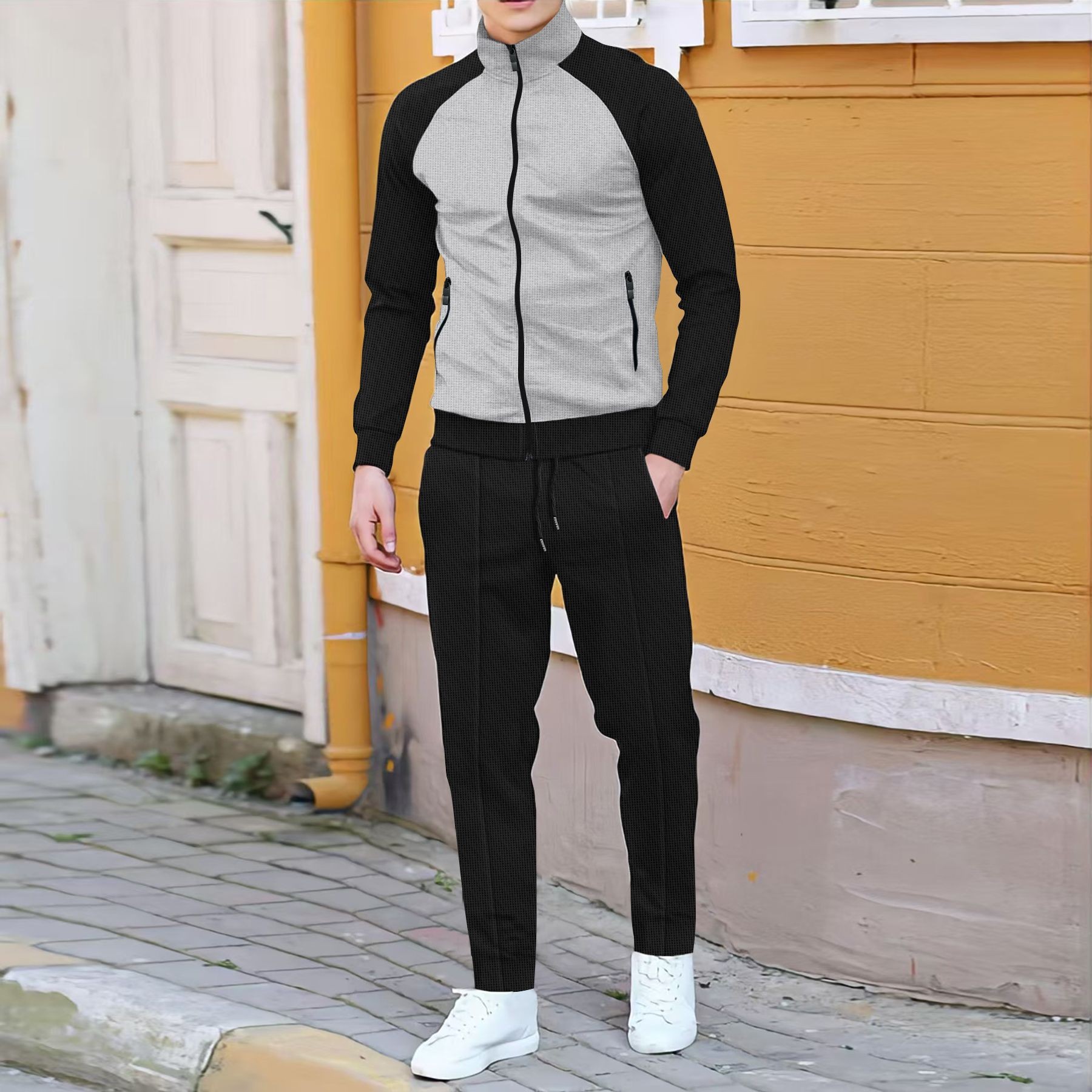 Men Casual Waffle Knit Track S - Embellish Knit 리뷰 및 가격