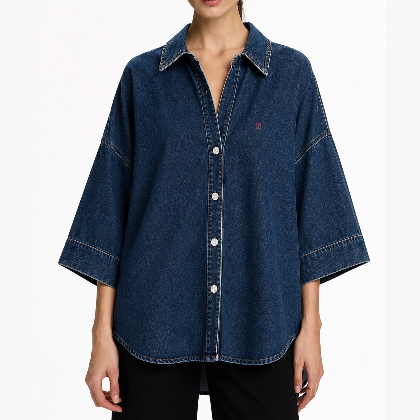 CH Letter Embroidered Solid Co - Embellish Knit 리뷰 및 가격