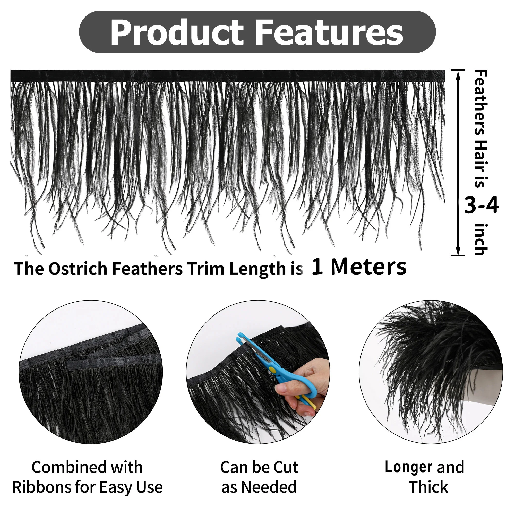 1/10M Natural Plume Black Ostr - Feather Trim Marabou 리뷰 및 가격