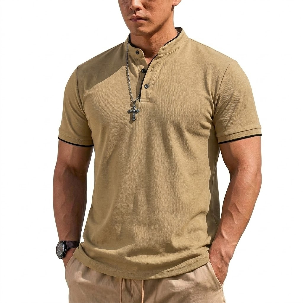 Summer Short Sleeve Henley Shi - Embellish Knit 리뷰 및 가격