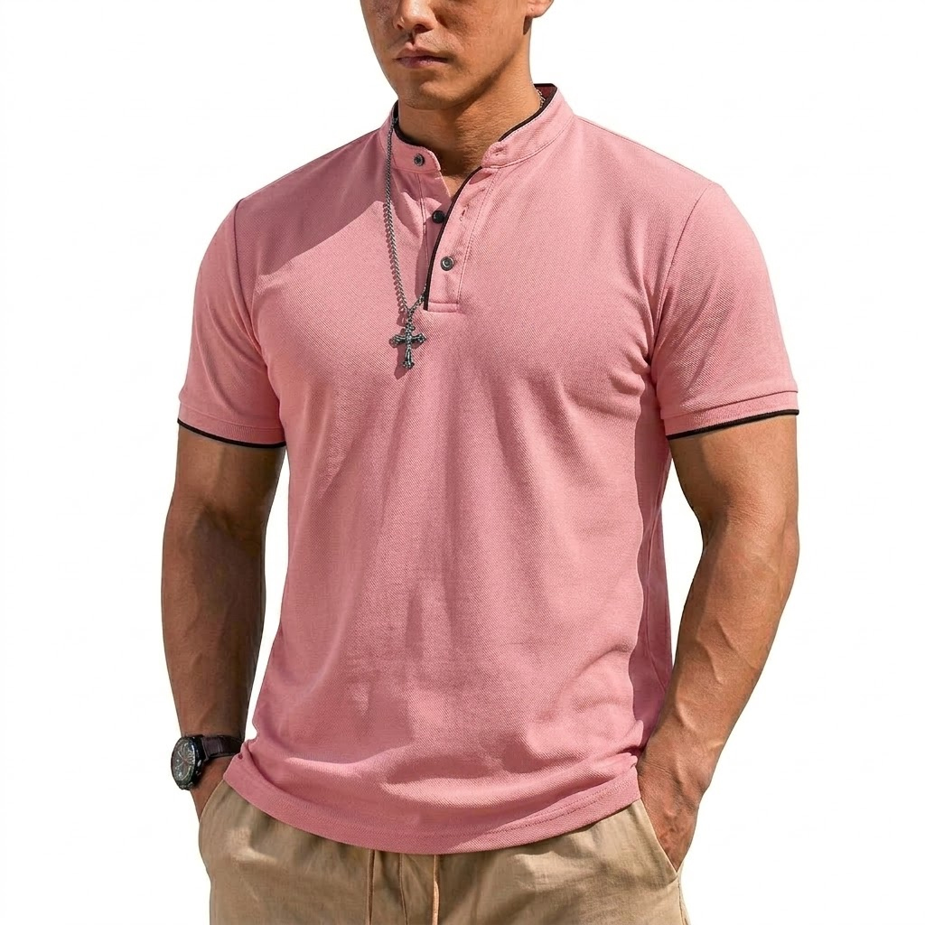 Summer Short Sleeve Henley Shi - Embellish Knit 리뷰 및 가격